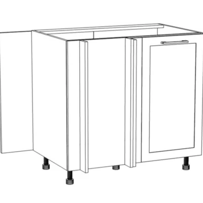 Bővített sarokszekrény ARACY szigethez - szélesség 105 cm, szürke / fehér, lábak 15 cm, balos