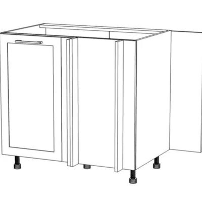 Bővített sarokszekrény ARACY szigethez - szélesség 105 cm, szürke / fehér, lábak 15 cm, jobb oldali