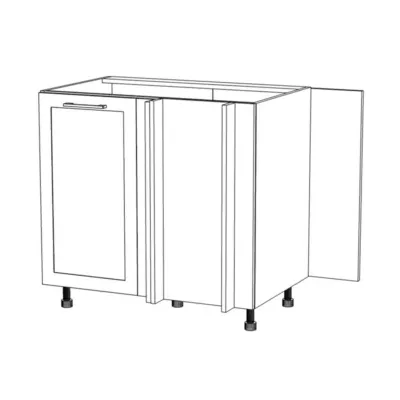 Bővített sarokszekrény ARACY szigethez - szélesség 105 cm, szürke / fehér, lábak 15 cm, jobb oldali