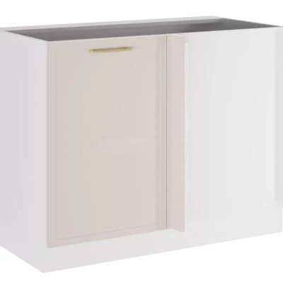 Bővített sarokszekrény ARACY konyhaszigethez - szélesség 105 cm, fehér, lábak 10 cm, jobb oldali