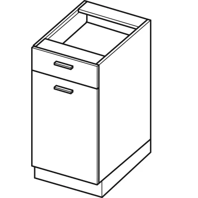 Kombinált alsószekrény ARACY - szélesség 40 cm, fehér, lábak 10 cm