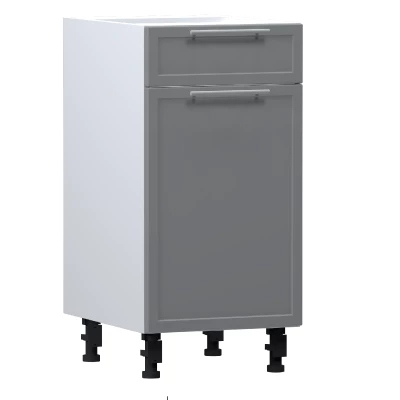 Kombinált alsószekrény ARACY - szélesség 40 cm, szürke / fehér, lábak 15 cm