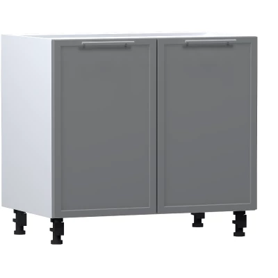 Kétajtós szekrény polccal ARACY - szélesség 90 cm, szürke / fehér, lábak 10 cm