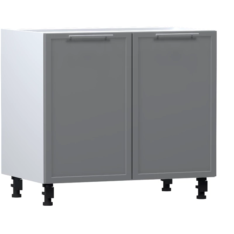 Kétajtós szekrény polccal ARACY - szélesség 90 cm, szürke / fehér, lábak 10 cm