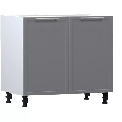 Kétajtós szekrény polccal ARACY - szélesség 90 cm, szürke / fehér, lábak 10 cm