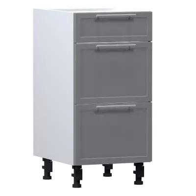 Alsó szekrény fiókokkal ARACY - szélesség 40 cm, szürke / fehér, lábak 15 cm