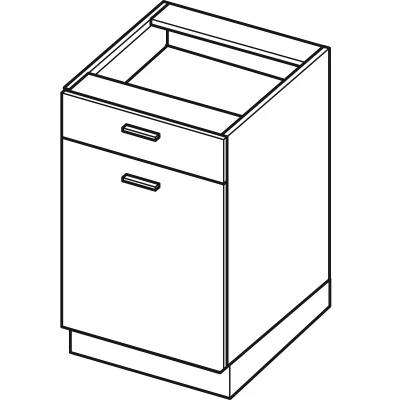 Kombinált alsószekrény ARACY - szélesség 50 cm, fehér, lábak 15 cm