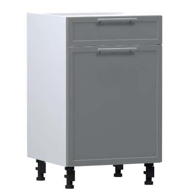 Kombinált alsószekrény ARACY - szélesség 50 cm, szürke / fehér, lábak 15 cm