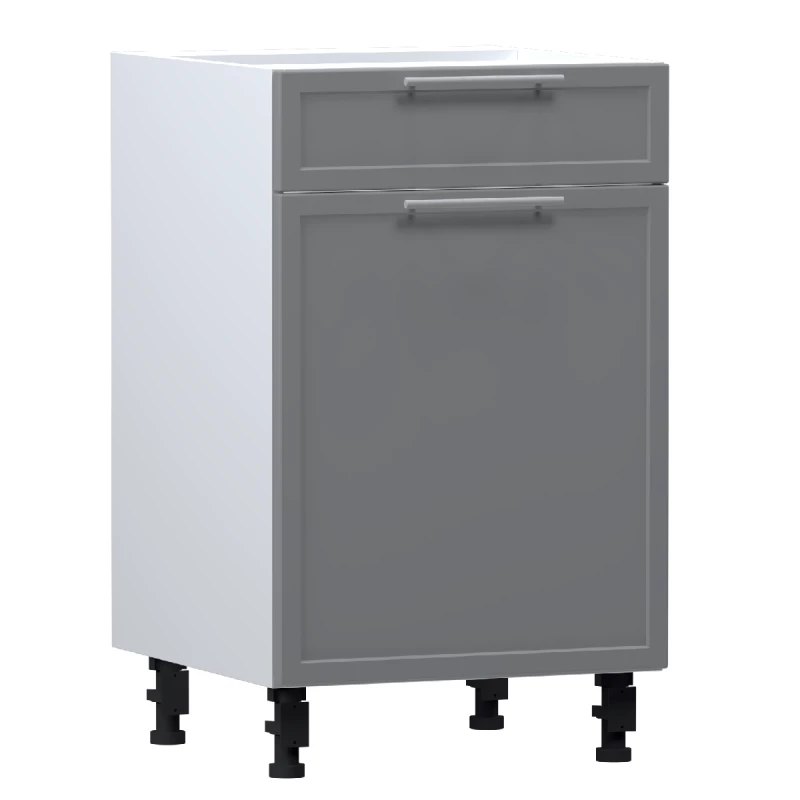 Kombinált alsószekrény ARACY - szélesség 50 cm, szürke / fehér, lábak 15 cm