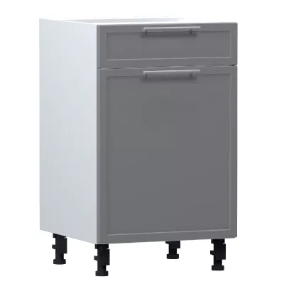 Kombinált alsószekrény ARACY - szélesség 50 cm, szürke / fehér, lábak 15 cm