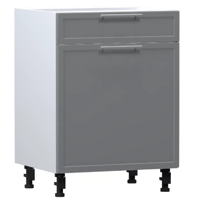 Kombinált alsószekrény ARACY - szélesség 60 cm, szürke / fehér, lábak 10 cm