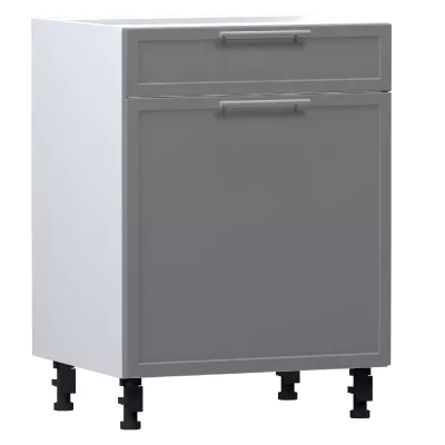 Kombinált alsószekrény ARACY - szélesség 60 cm, szürke / fehér, lábak 15 cm