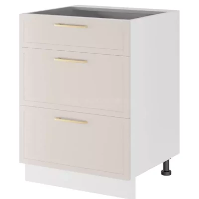 Alsószekrény fiókokkal ARACY - szélesség 60 cm, fehér, lábak 10 cm