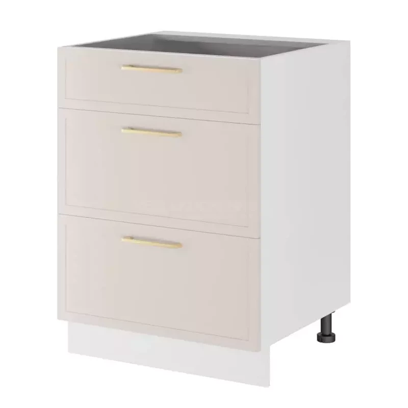 Alsószekrény fiókokkal ARACY - szélesség 60 cm, fehér, lábak 10 cm