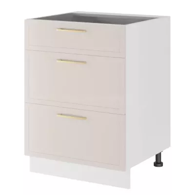 Alsószekrény fiókokkal ARACY - szélesség 60 cm, fehér, lábak 15 cm