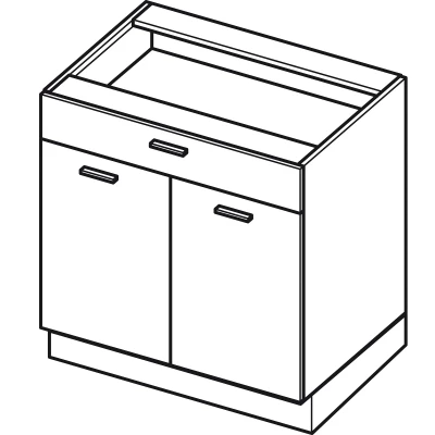 Kombinált alsószekrény ARACY - szélesség 80 cm, szürke / fehér, lábak 10 cm