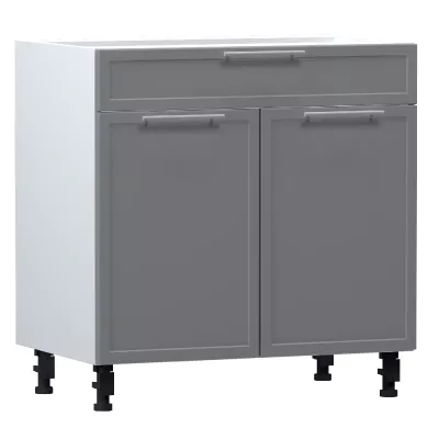 Kombinált alsószekrény ARACY - szélesség 80 cm, szürke / fehér, lábak 10 cm