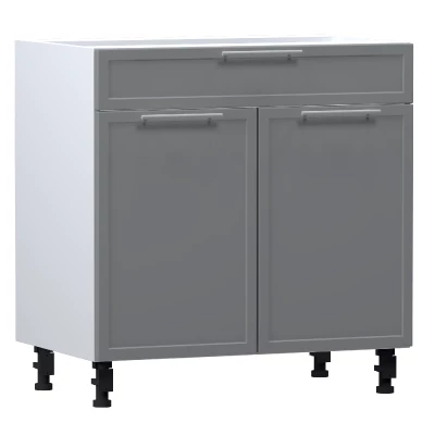 Kombinált alsószekrény ARACY - szélesség 80 cm, szürke / fehér, lábak 15 cm