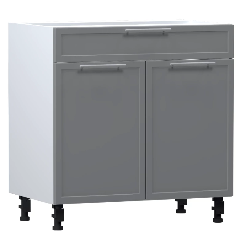 Kombinált alsószekrény ARACY - szélesség 80 cm, szürke / fehér, lábak 15 cm