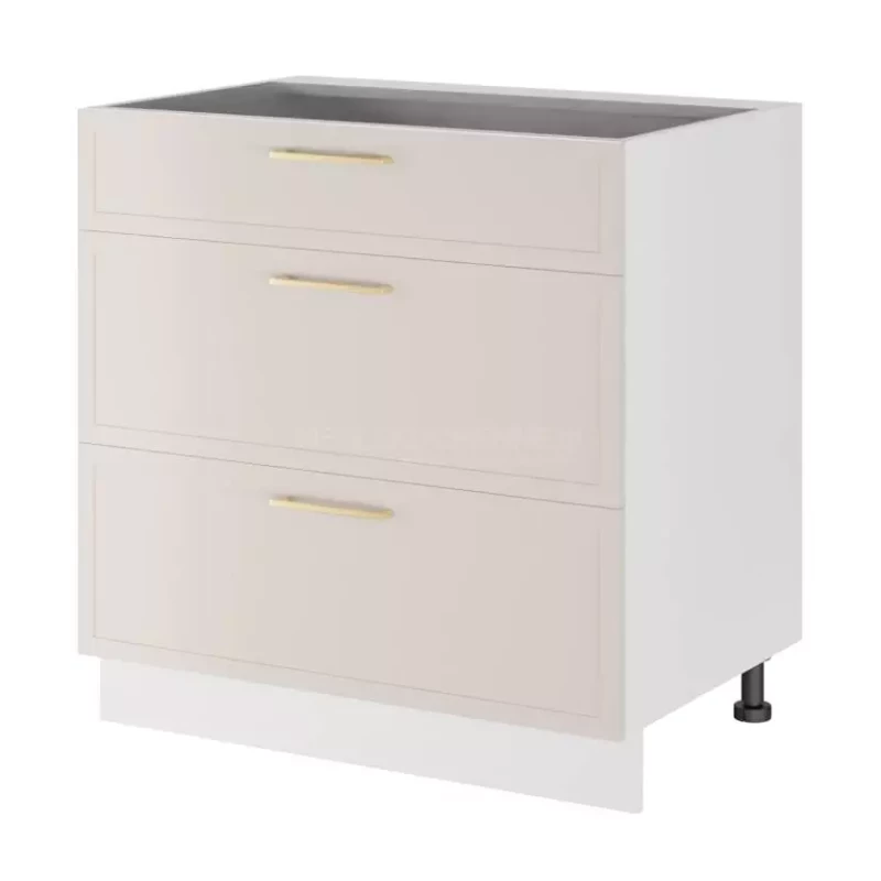 Alsószekrény fiókokkal ARACY - szélesség 80 cm, fehér, lábak 10 cm