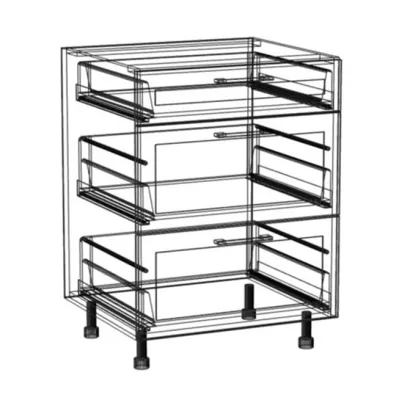 ARACY fiókos szigetszekrény - szélesség 60 cm, szürke / fehér, lábak 15 cm