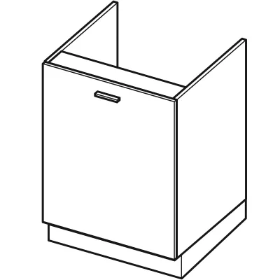 ARACY mosdószekrény - szélesség 60 cm, szürke / fehér, lábak 10 cm