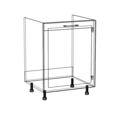 ARACY mosdószekrény - szélesség 60 cm, szürke / fehér, lábak 15 cm