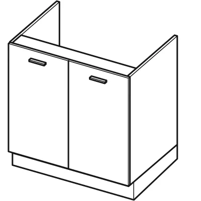 ARACY mosdószekrény - szélesség 80 cm, szürke / fehér, lábak 15 cm