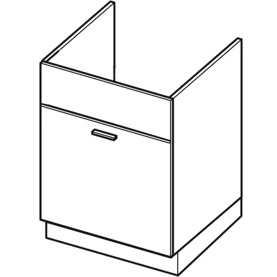 Mosdószekrény fiókkal ARACY - szélesség 60 cm, szürke / fehér, lábak 15 cm