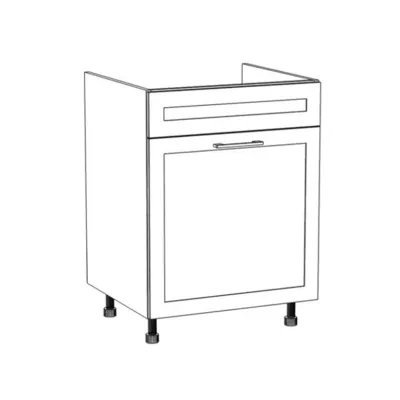 Mosdószekrény fiókkal ARACY - szélesség 60 cm, szürke / fehér, lábak 15 cm