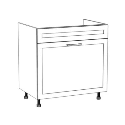 Mosdószekrény fiókkal ARACY - szélesség 80 cm, szürke / fehér, lábak 10 cm