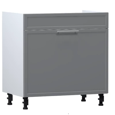 Mosdószekrény fiókkal ARACY - szélesség 80 cm, szürke / fehér, lábak 10 cm