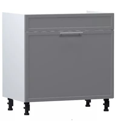 Mosdószekrény fiókkal ARACY - szélesség 80 cm, szürke / fehér, lábak 10 cm