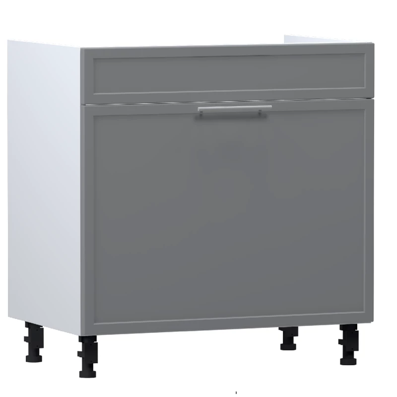 Mosdószekrény fiókkal ARACY - szélesség 80 cm, szürke / fehér, lábak 15 cm