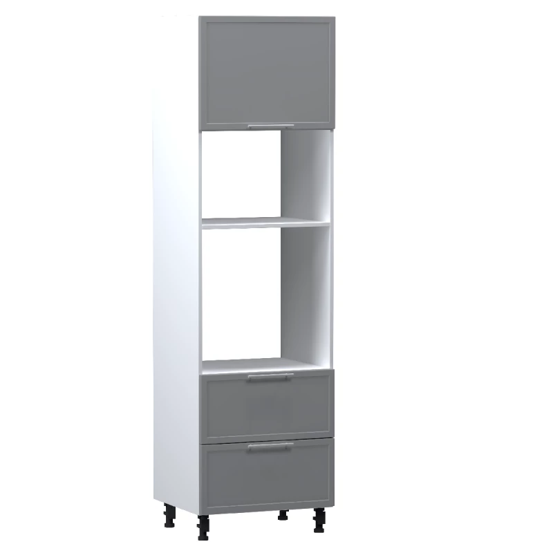Kombinált szekrény beépített készülékekhez ARACY - szélesség 60 cm, szürke / fehér, lábak 10 cm