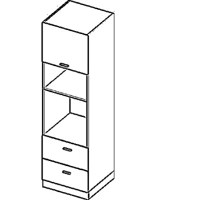 Kombinált szekrény beépített készülékekhez ARACY - szélesség 60 cm, szürke / fehér, lábak 10 cm