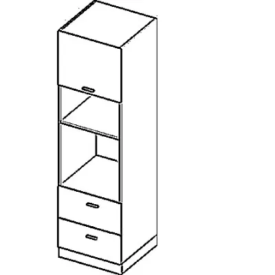 Kombinált szekrény beépített készülékekhez ARACY - szélesség 60 cm, szürke / fehér, lábak 15 cm