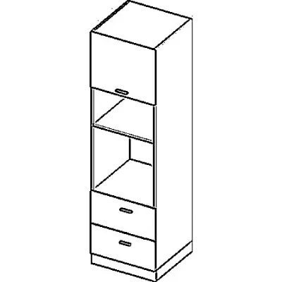 Kombinált szekrény beépített készülékekhez ARACY - szélesség 60 cm, fehér, lábak 15 cm