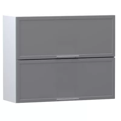Kétajtós fali szekrény ARACY - szélesség 90 cm, szürke / fehér