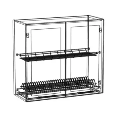 Felső szekrény csepegtetővel ARACY - szélesség 80 cm, szürke / fehér