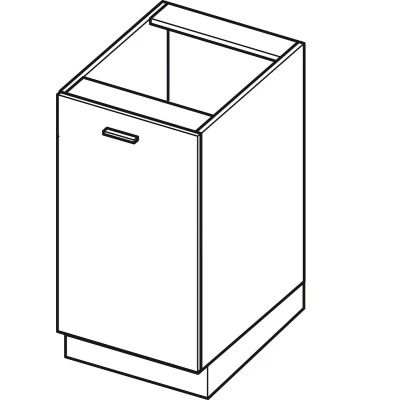 IRENA alsószekrény polccal - szélesség 45 cm, fényes fehér / fehér, 10 cm lábak
