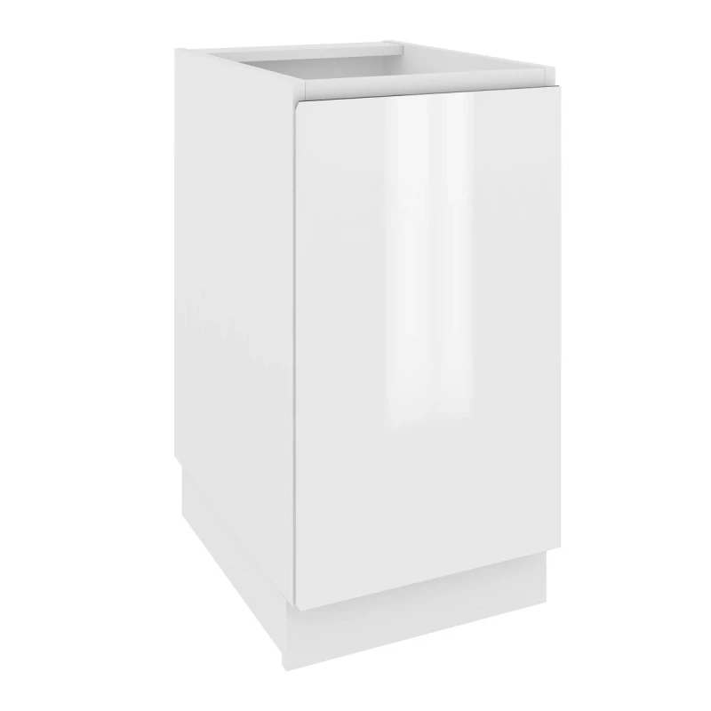 IRENA alsószekrény polccal - szélesség 45 cm, fényes fehér / fehér, 10 cm lábak
