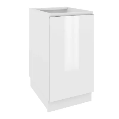 IRENA alsószekrény polccal - szélesség 45 cm, fényes fehér / fehér, 10 cm lábak