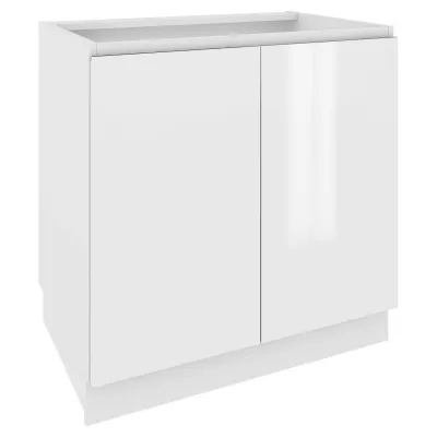 IRENA kétajtós konyhaszekrény - szélesség 80 cm, fényes fehér / fehér, 10 cm lábak
