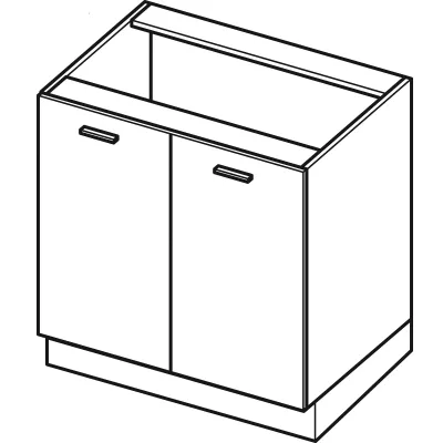 IRENA kétajtós konyhaszekrény - szélesség 80 cm, fényes fehér / fehér, 10 cm lábak