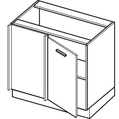 IRENA bővíthető sarokszekrény - szélesség 110 cm, fényes fehér / fehér, 10 cm lábak, bal oldali