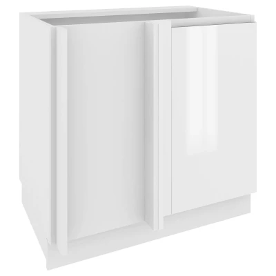 IRENA bővíthető sarokszekrény - szélesség 110 cm, fényes fehér / fehér, 10 cm lábak, bal oldali