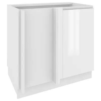 IRENA bővíthető sarokszekrény - szélesség 110 cm, fényes fehér / fehér, 10 cm lábak, bal oldali