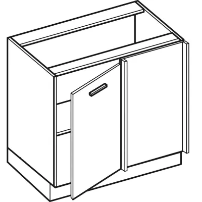 IRENA bővíthető sarokszekrény - szélesség 110 cm, fényes fehér / fehér, 10 cm lábak, jobb oldali
