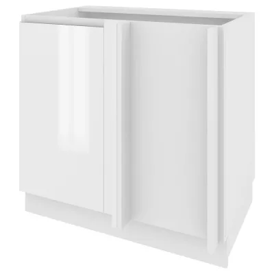 IRENA bővíthető sarokszekrény - szélesség 110 cm, fényes fehér / fehér, 10 cm lábak, jobb oldali